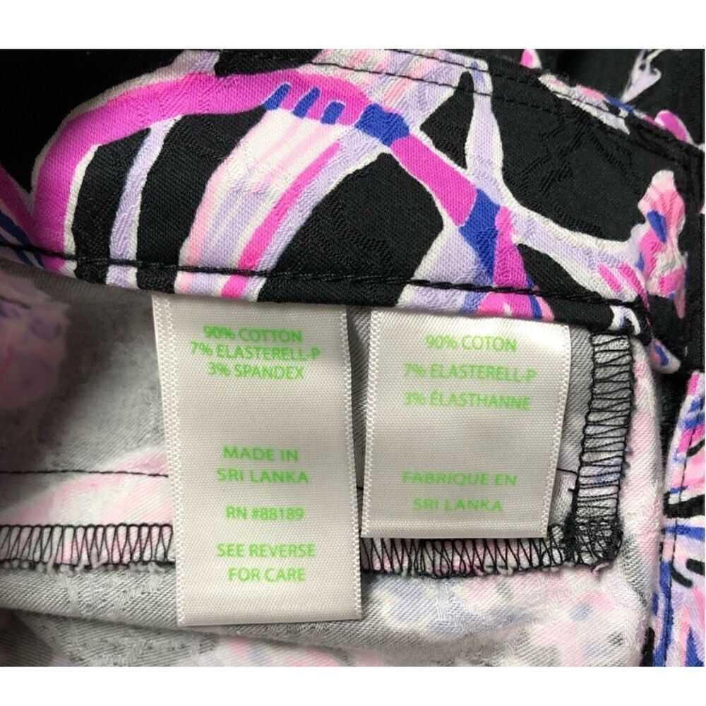 Lilly Pulitzer Women's 4 Kelly Ankle Pants Black Pink Purple Wildflower Floral - Picture 13 of 13